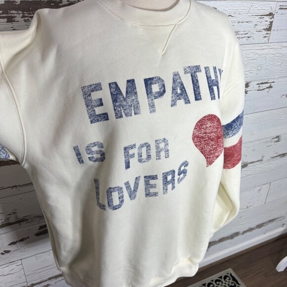 MAYFAIR GROUP Empathy Is For Lovers Sweatshirt Cream Sz S/M NWOT - Picture 4 of 5